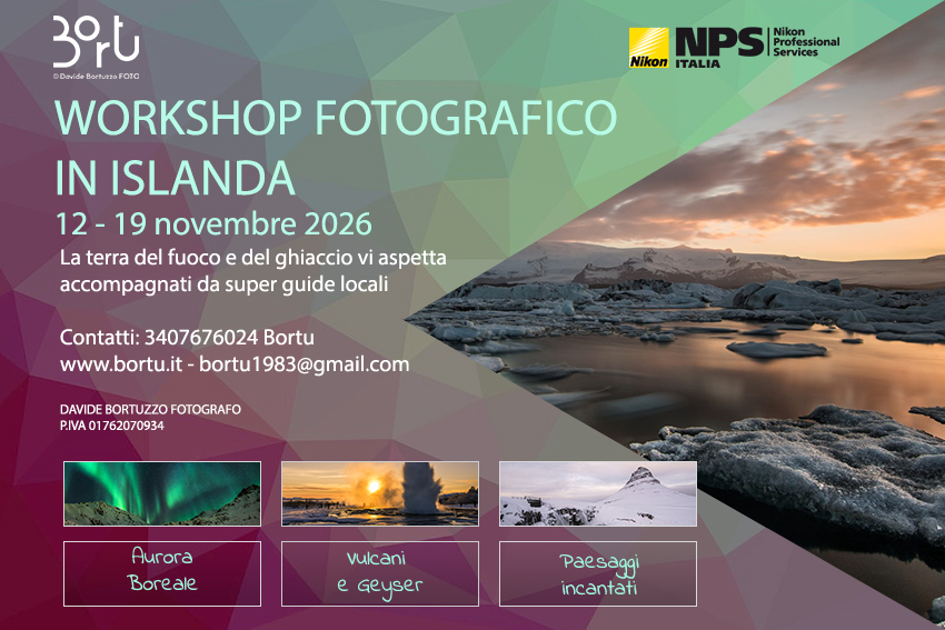 WORKSHOP FOTOGRAFICO Islanda 12-19 novembre 2026